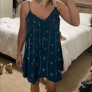 Sparkly teal free people dress